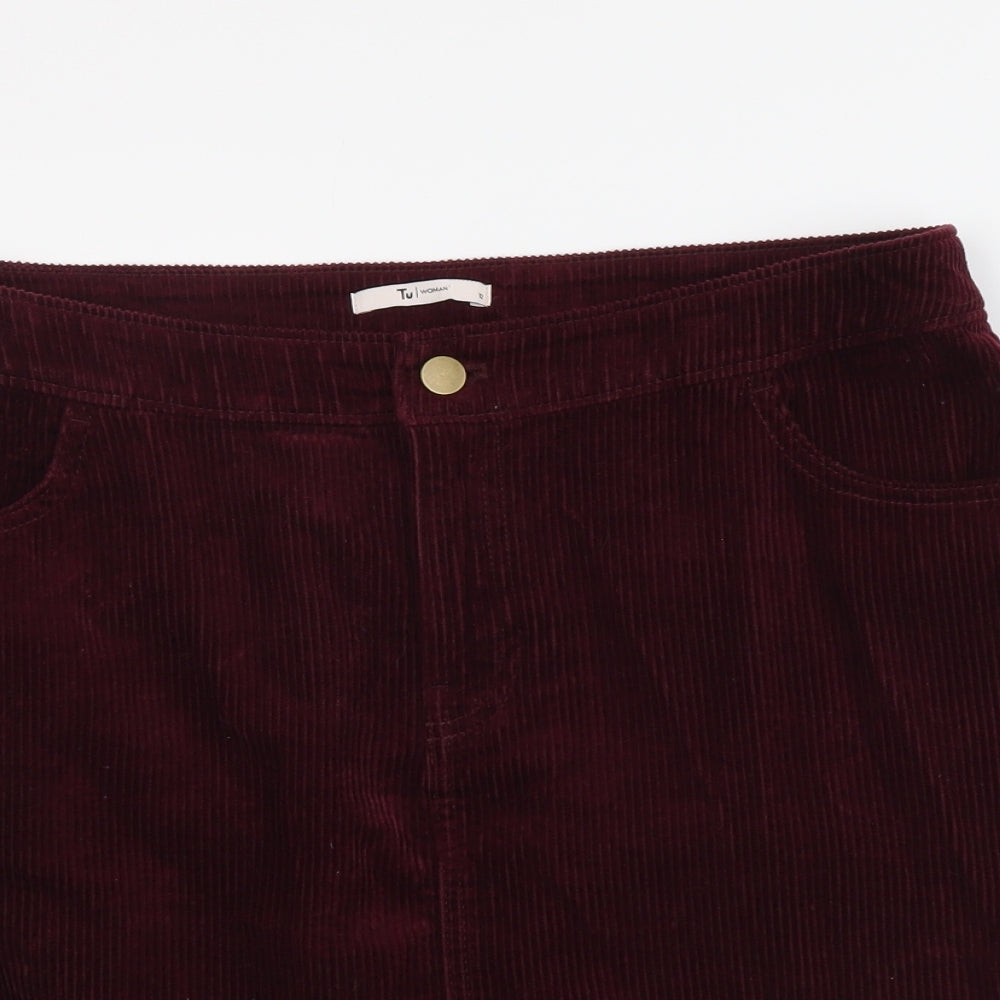 TU Womens Purple Cotton Mini Skirt Size 12 Button