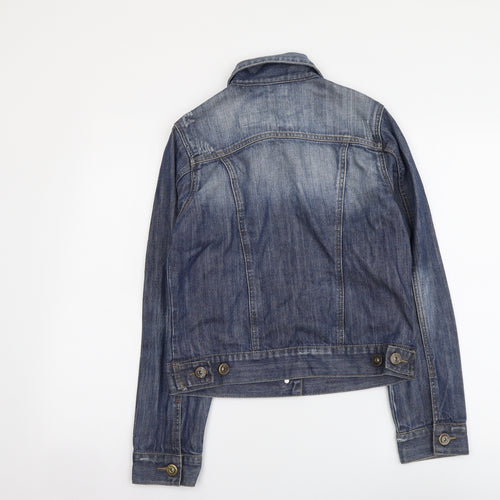Denim & Co. Womens Blue Jacket Size 6 Button