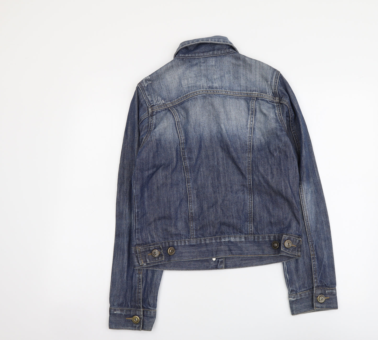 Denim & Co. Womens Blue Jacket Size 6 Button