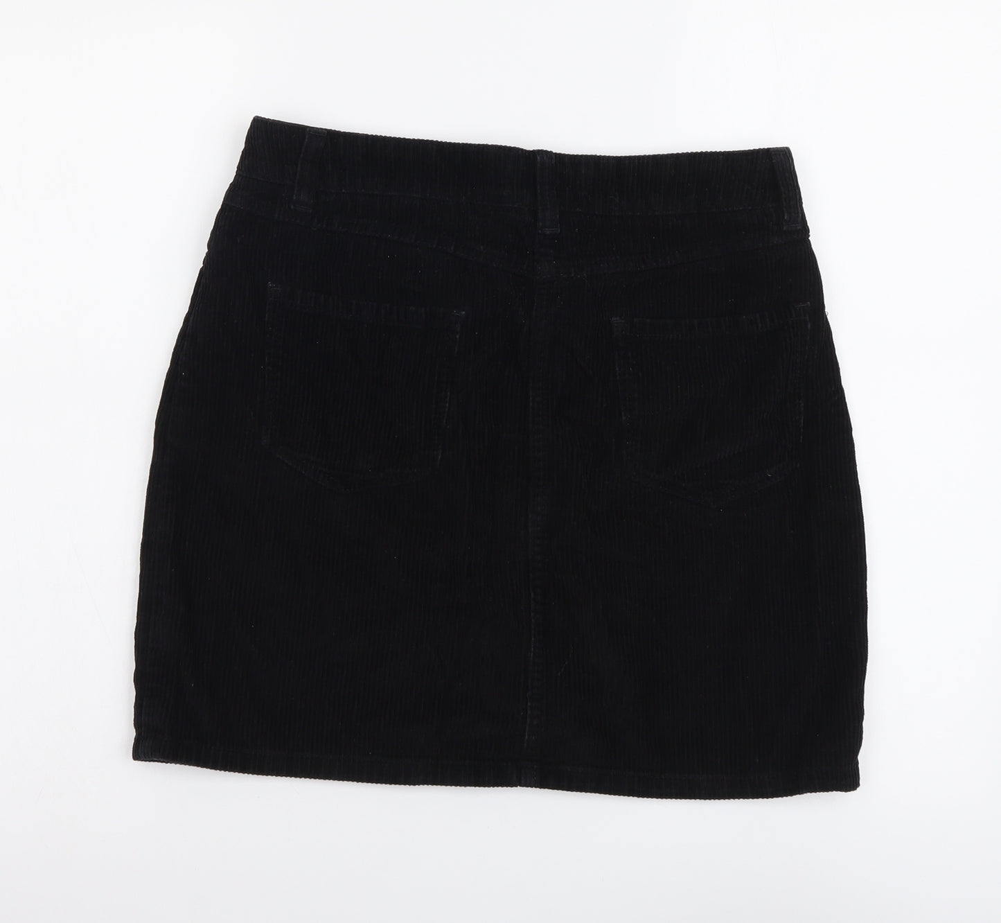 NEXT Womens Black Cotton Mini Skirt Size 8 Button