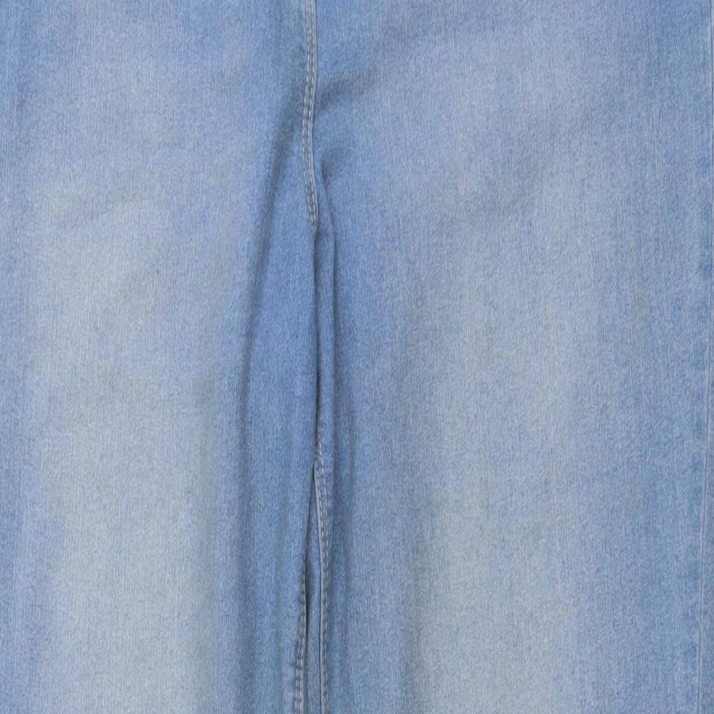 BHS Womens Blue Cotton Straight Jeans Size 14 L28 in Regular Button