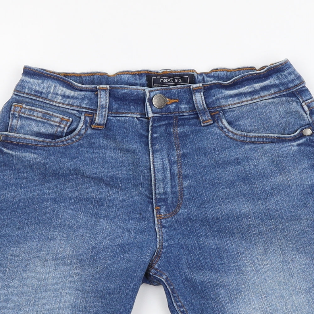 NEXT Boys Blue Cotton Bermuda Shorts Size 8 Years Regular Zip