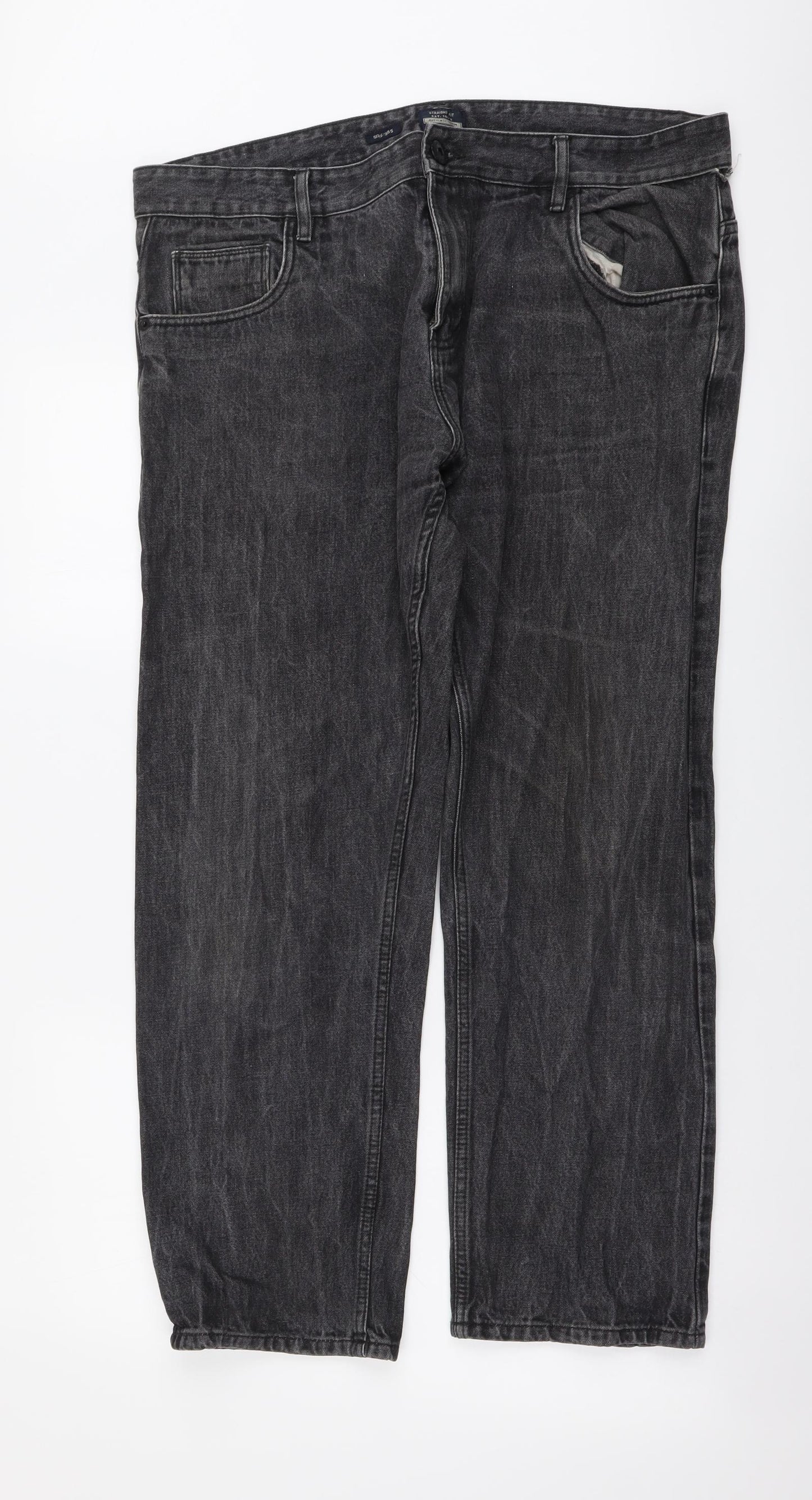 Easy Womens Grey Cotton Straight Jeans Size 38 in L29 in Regular Button