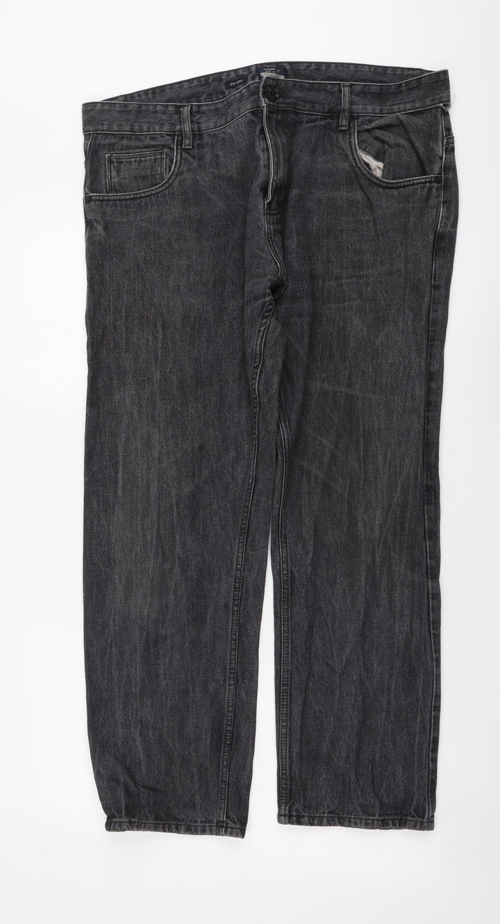 Easy Womens Grey Cotton Straight Jeans Size 38 in L29 in Regular Button