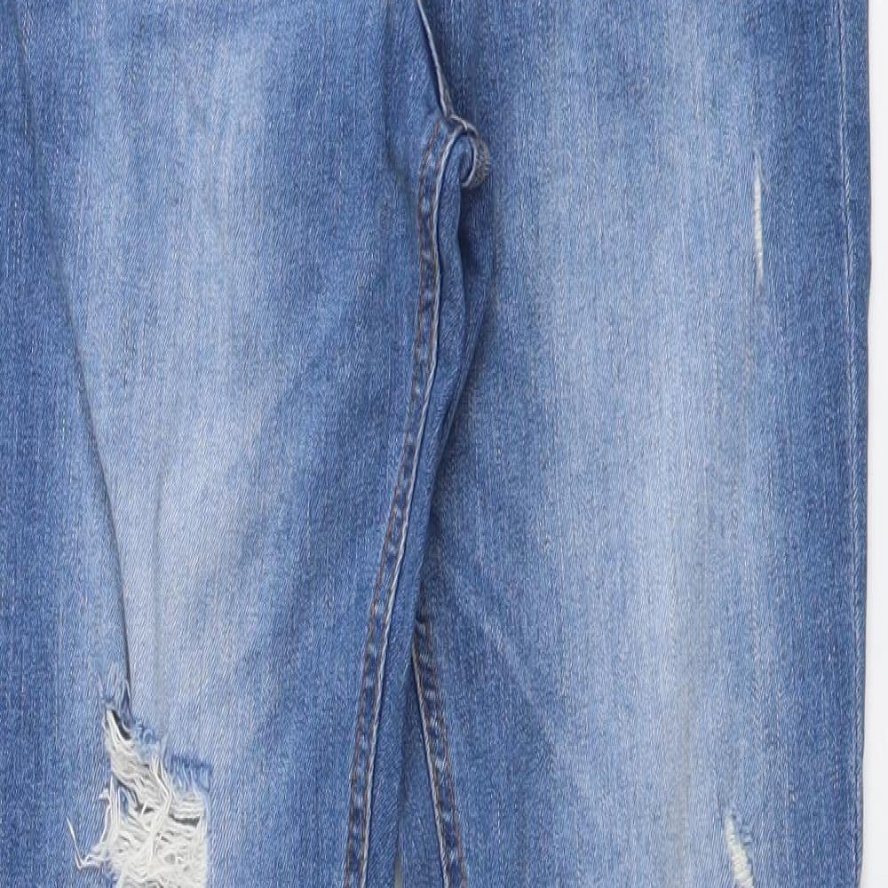 Denim & Co. Womens Blue Cotton Skinny Jeans Size 10 L28 in Regular Button - Distressed Look