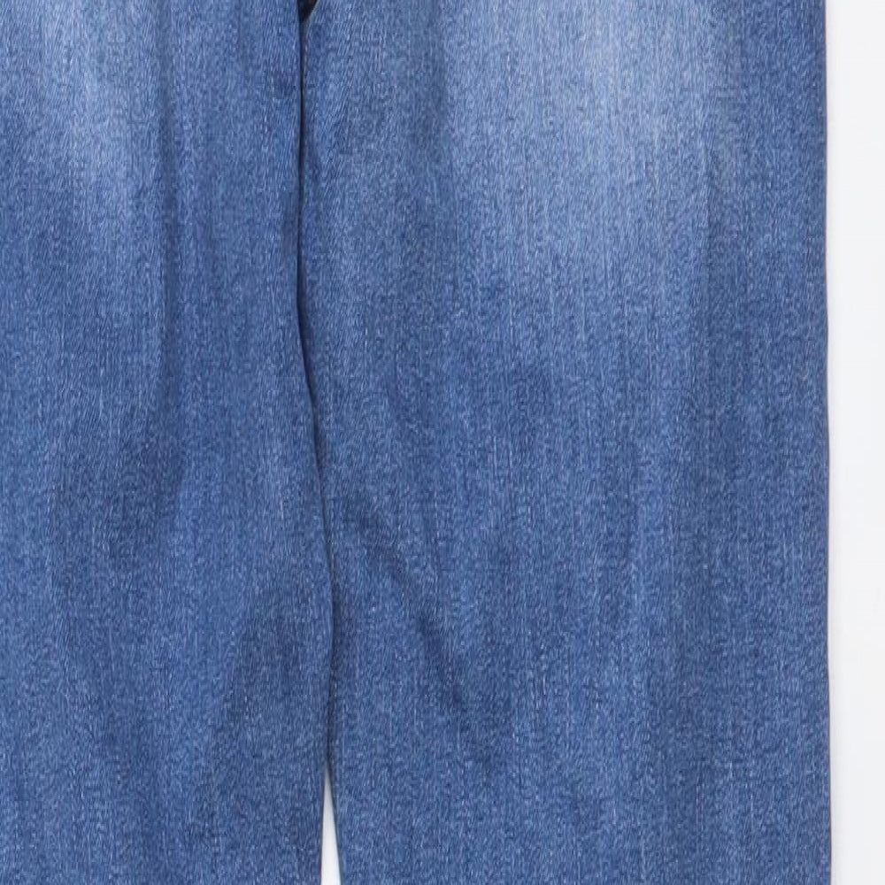 Denim & Co. Womens Blue Cotton Skinny Jeans Size 10 L28 in Regular Button - Distressed Look
