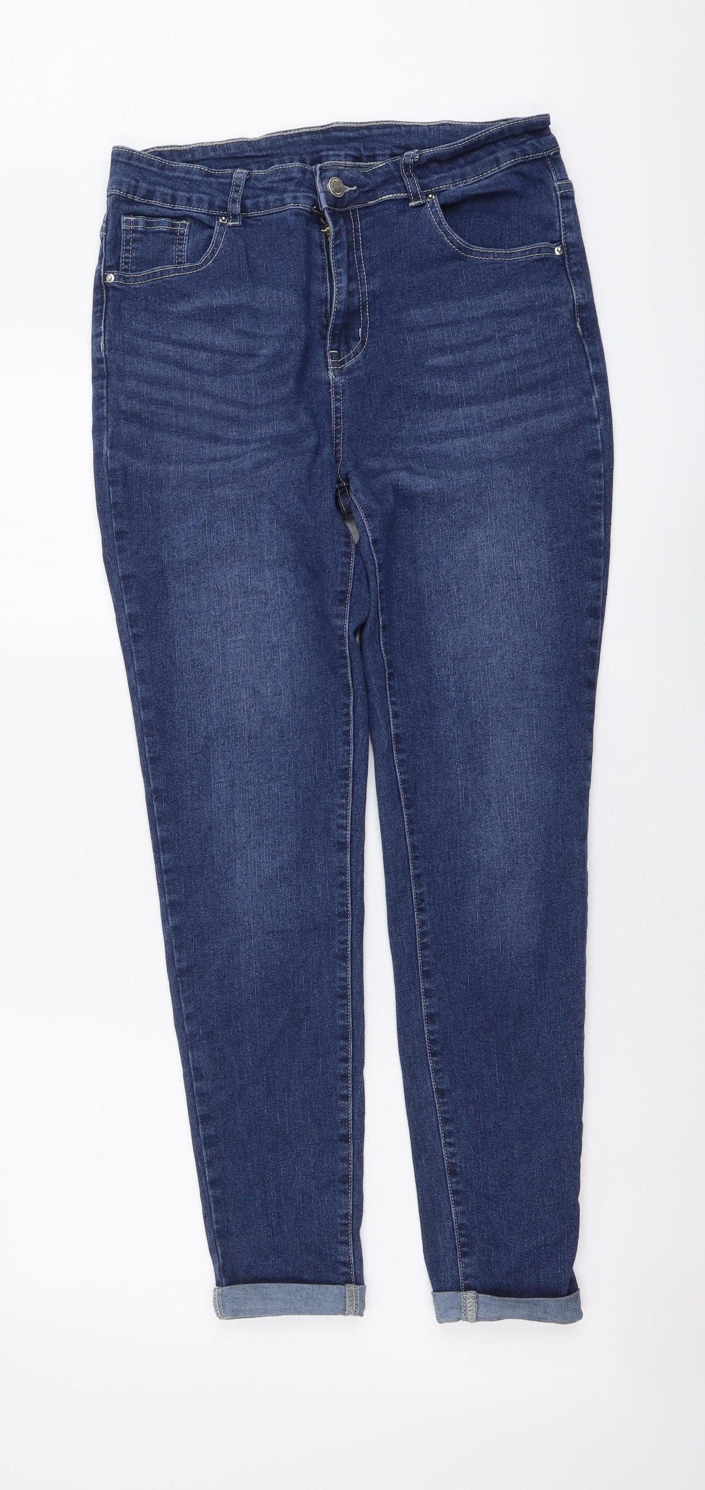 SheIn Womens Blue Cotton Skinny Jeans Size L L28 in Regular Button