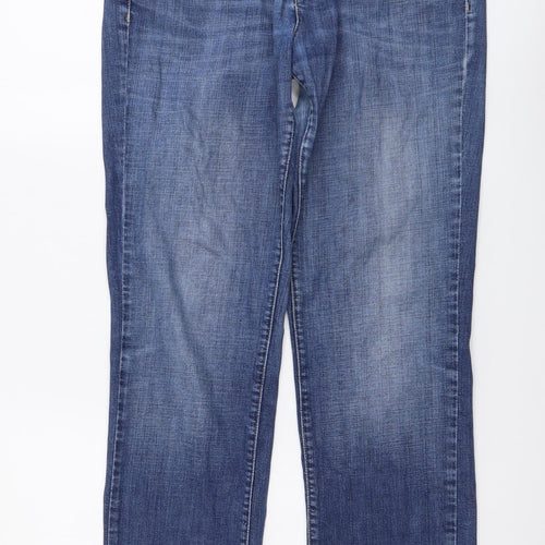 Marks and Spencer Womens Blue Cotton Straight Jeans Size 12 L30 in Regular Button