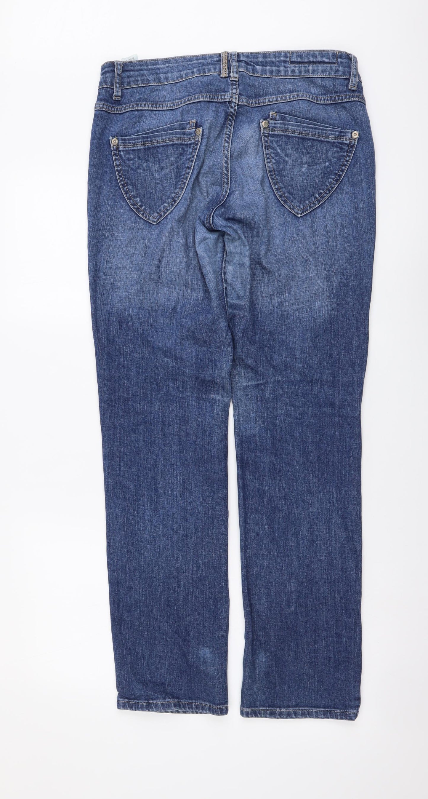 Marks and Spencer Womens Blue Cotton Straight Jeans Size 12 L30 in Regular Button