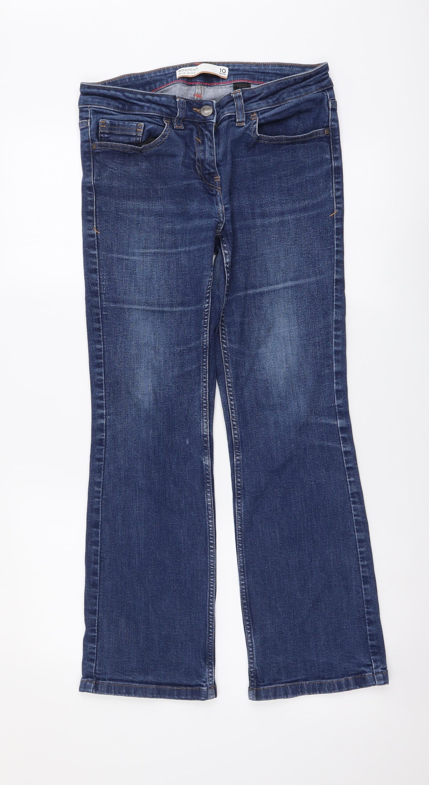 NEXT Womens Blue Cotton Bootcut Jeans Size 10 L27 in Regular Button