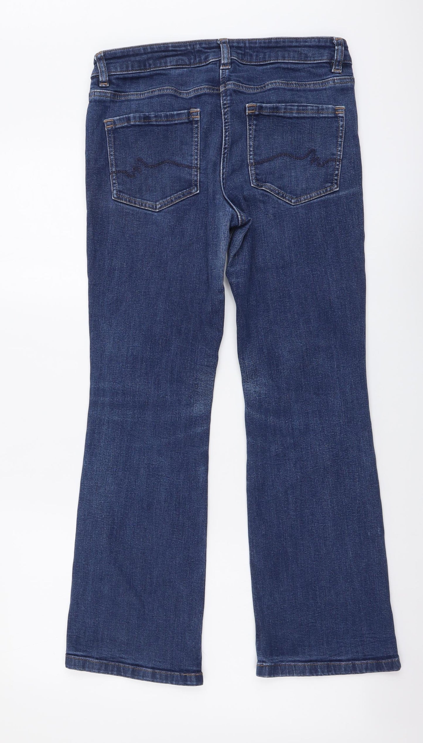 NEXT Womens Blue Cotton Bootcut Jeans Size 10 L27 in Regular Button