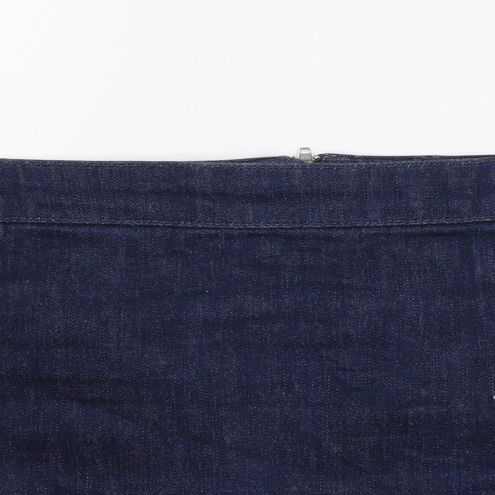ASOS Womens Blue Cotton Mini Skirt Size 12 Zip