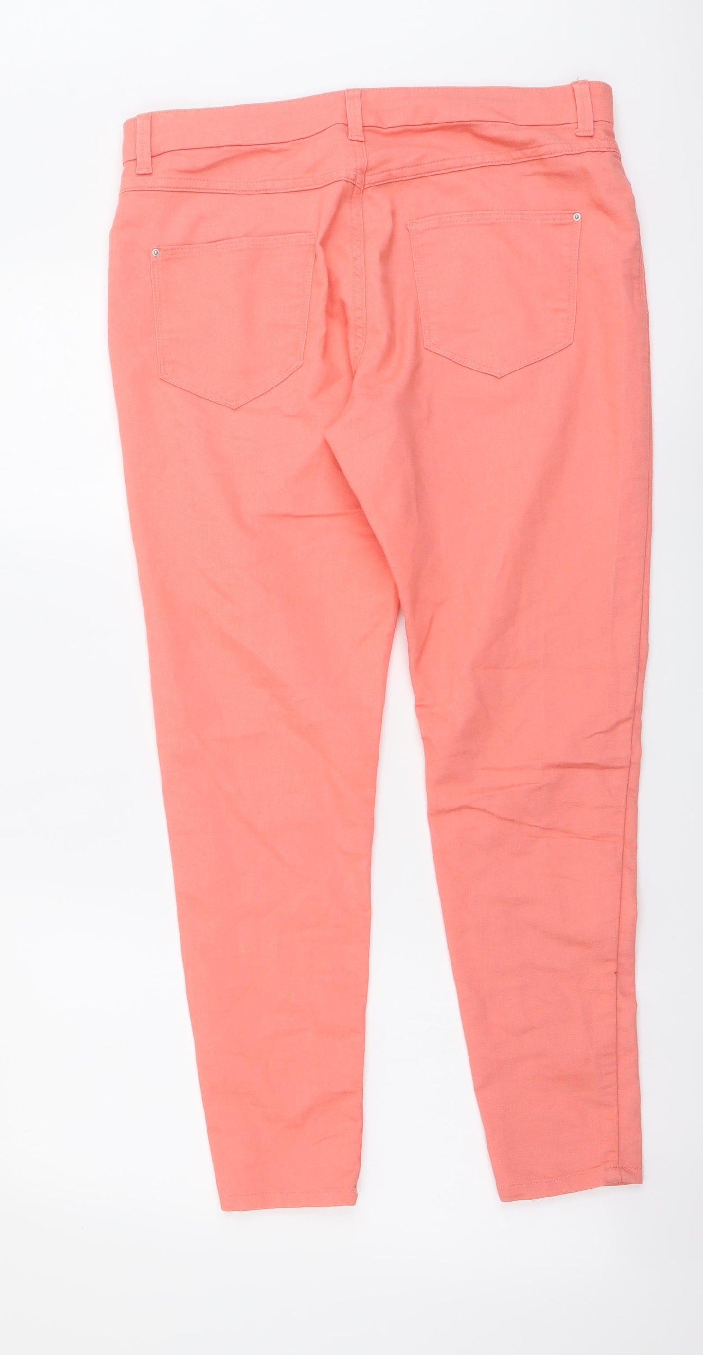 Marks and Spencer Womens Orange Cotton Jegging Trousers Size 14 L26 in Regular Button