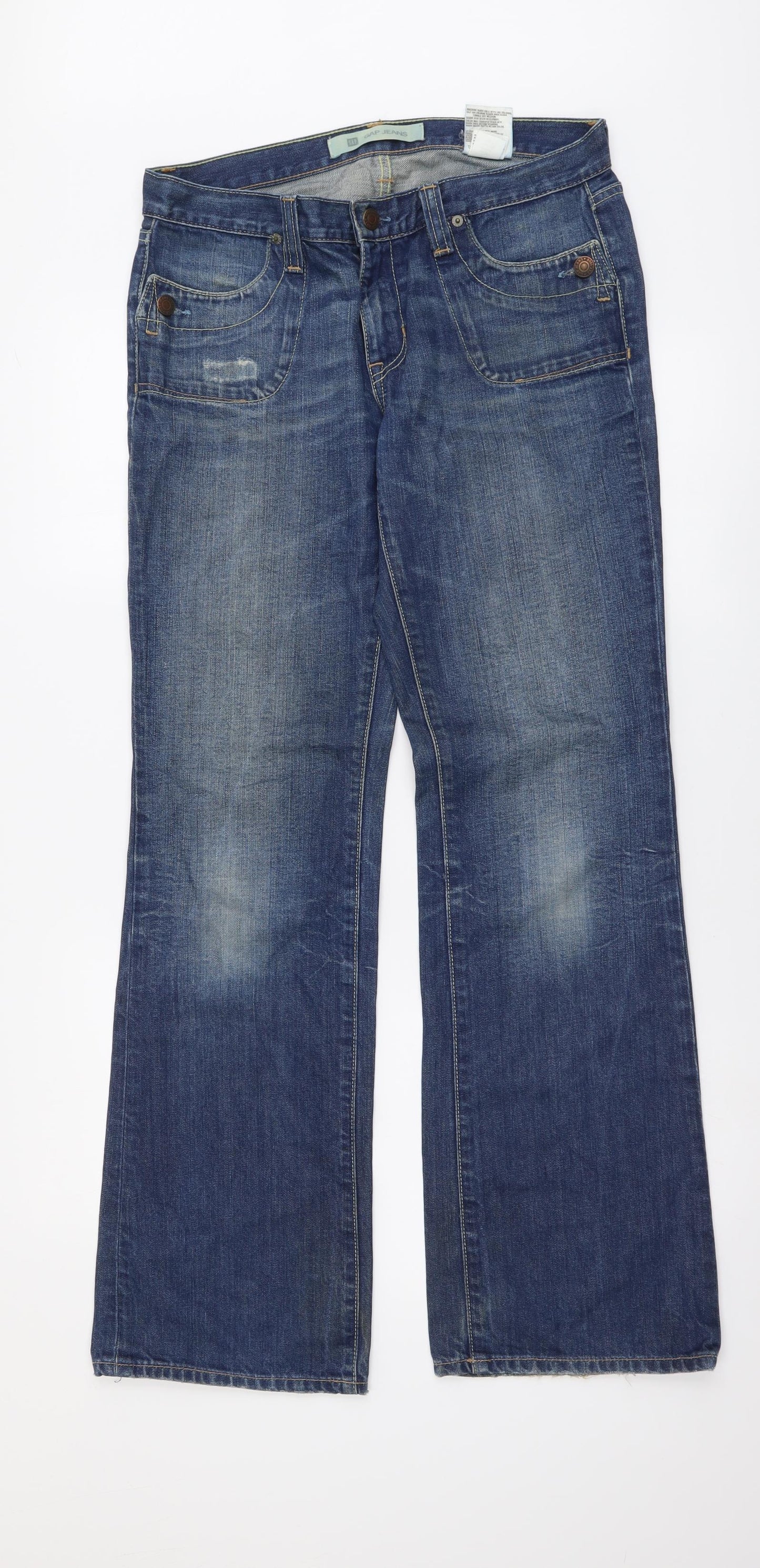 Gap Womens Blue Cotton Bootcut Jeans Size 8 L32 in Regular Button