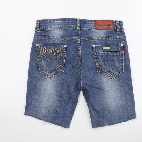 Carafe Womens Blue Cotton Bermuda Shorts Size 28 in L7 in Regular Button