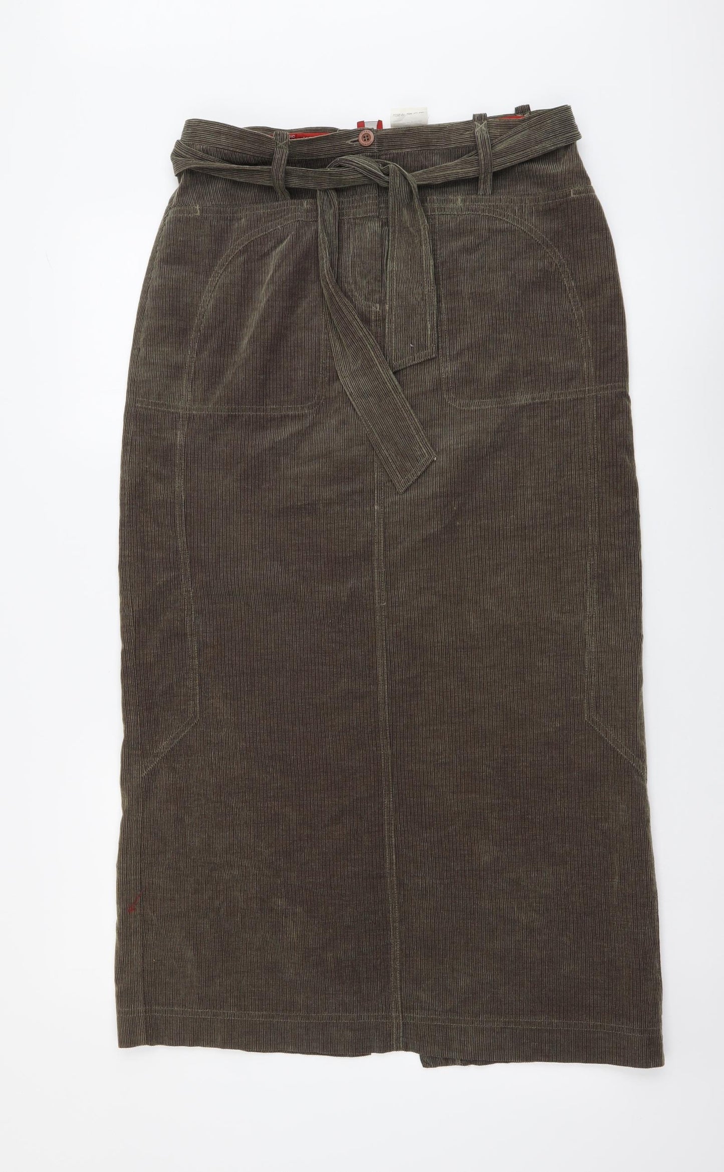 Olsen Womens Green Cotton A-Line Skirt Size 12 Button