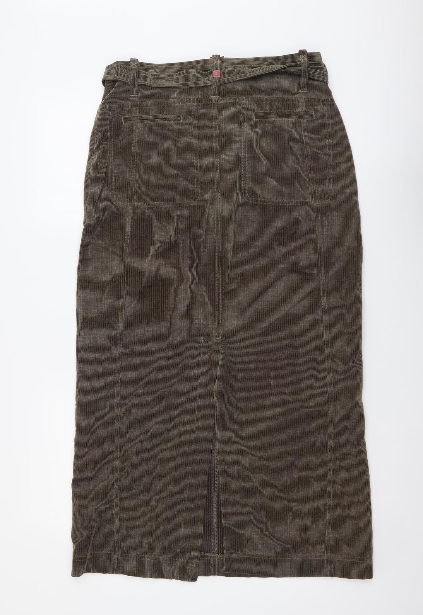 Olsen Womens Green Cotton A-Line Skirt Size 12 Button