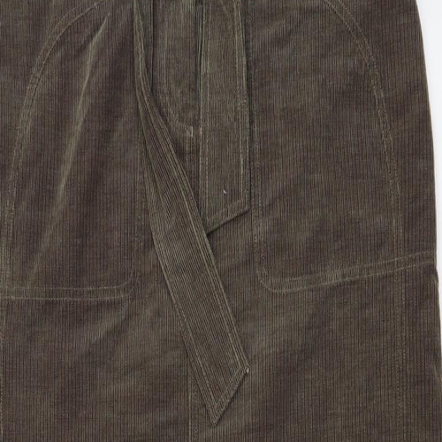 Olsen Womens Green Cotton A-Line Skirt Size 12 Button