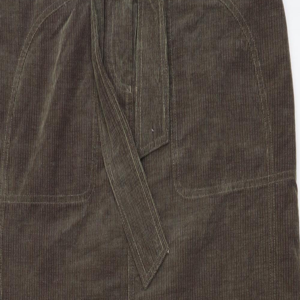 Olsen Womens Green Cotton A-Line Skirt Size 12 Button