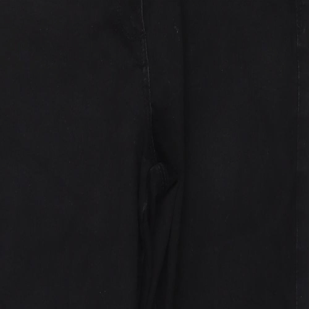 M&Co Womens Black Cotton Straight Jeans Size 14 L26 in Slim Button