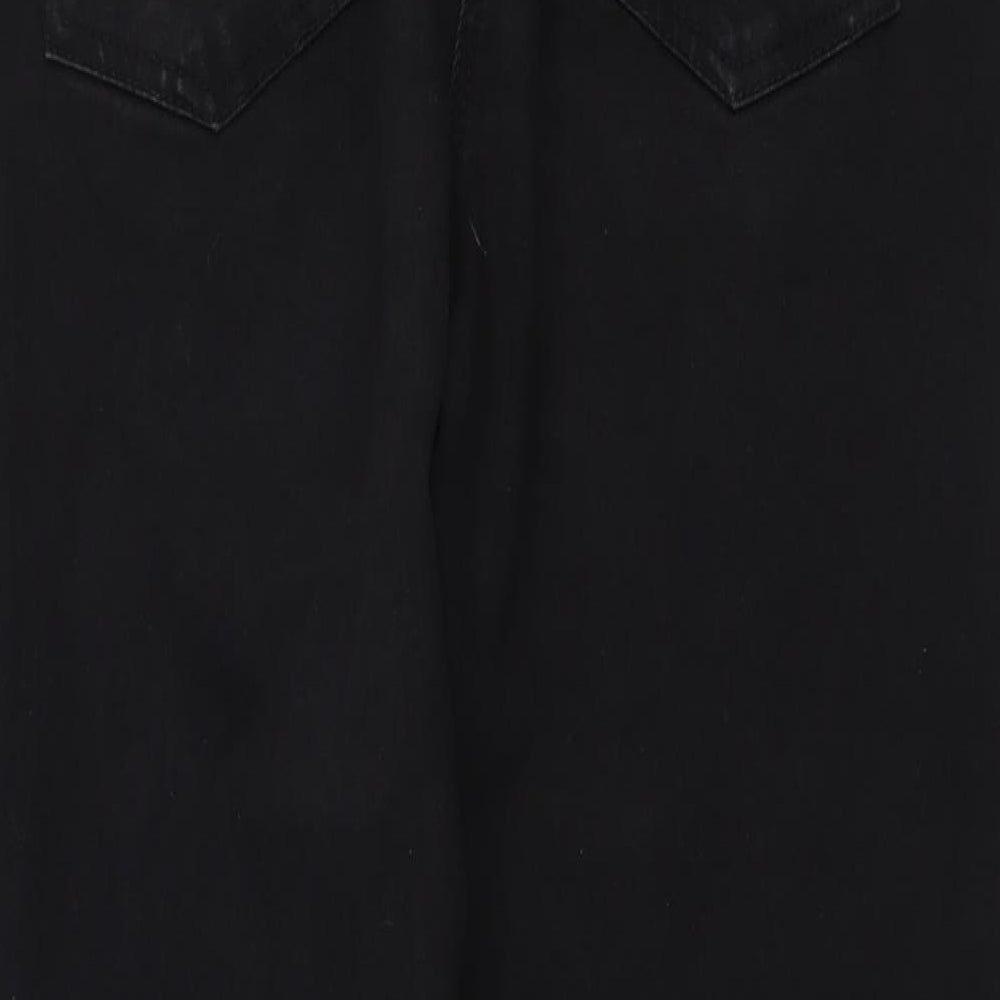 M&Co Womens Black Cotton Straight Jeans Size 14 L26 in Slim Button