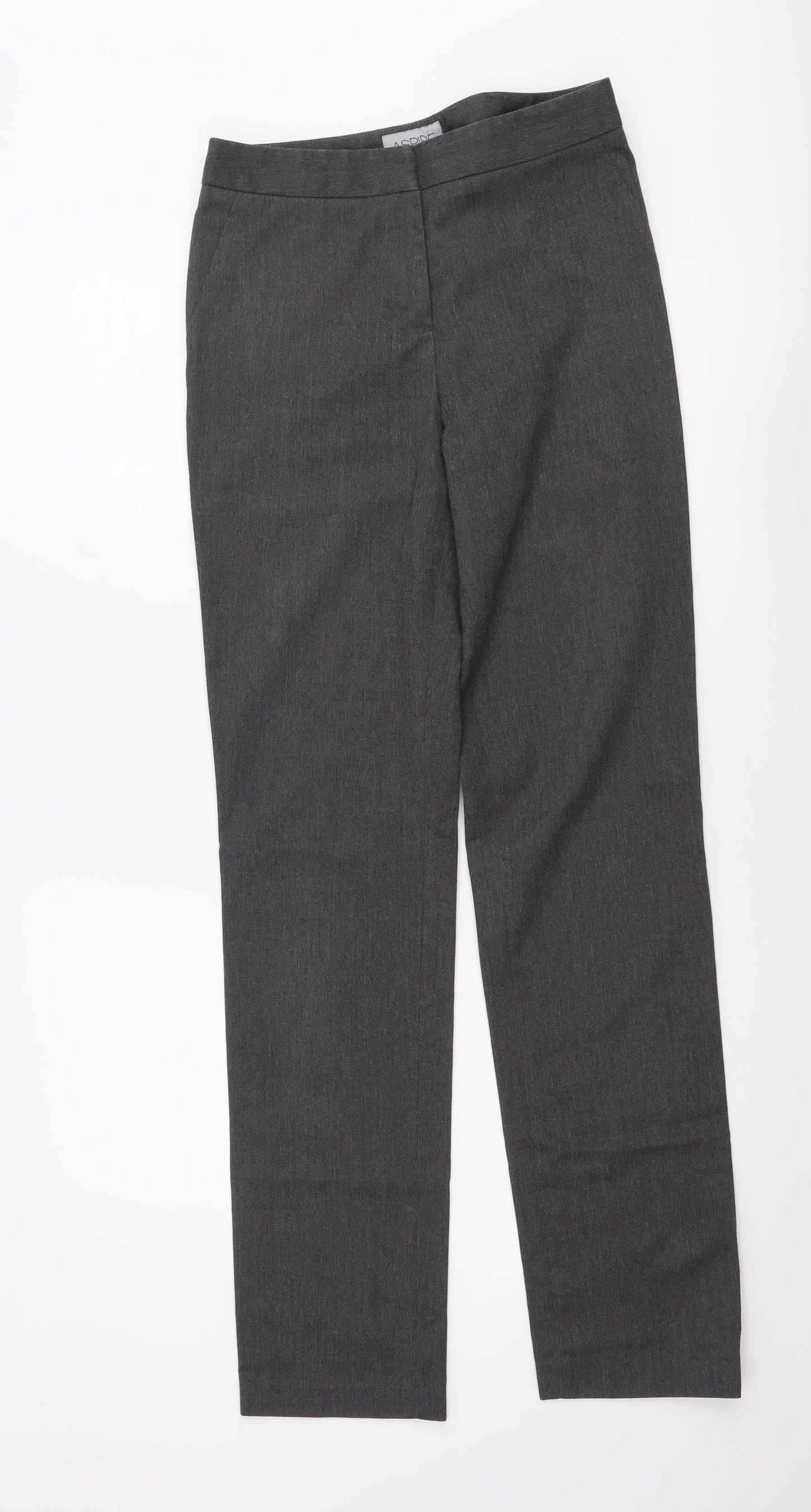 Aspire Womens Grey Polyester Trousers Size 24 in L30 in Regular Button