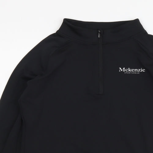 McKenzie Boys Black Polyester Basic T-Shirt Size 10-11 Years Mock Neck Pullover
