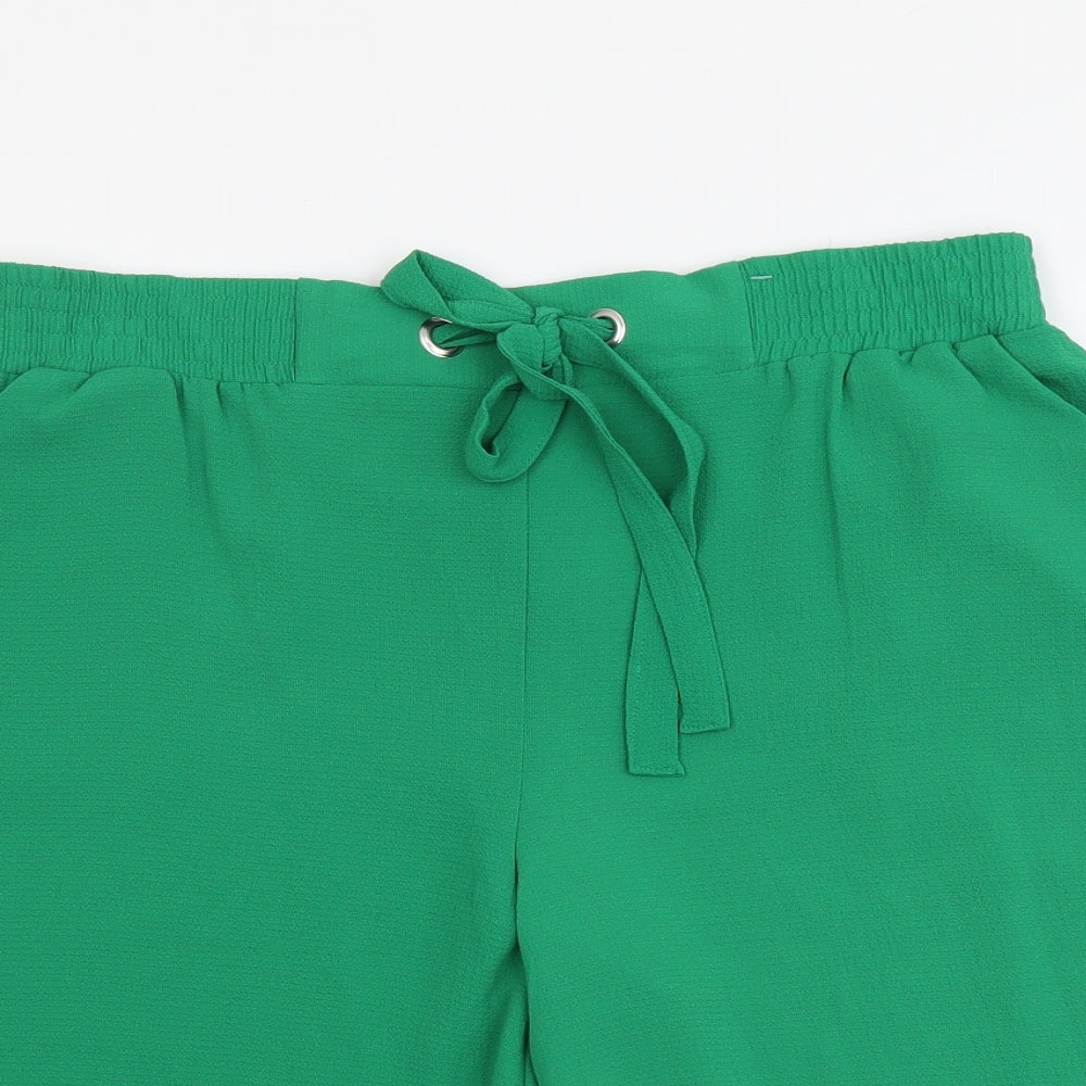 Papaya Womens Green Polyester Bermuda Shorts Size 14 L10 in Regular Drawstring