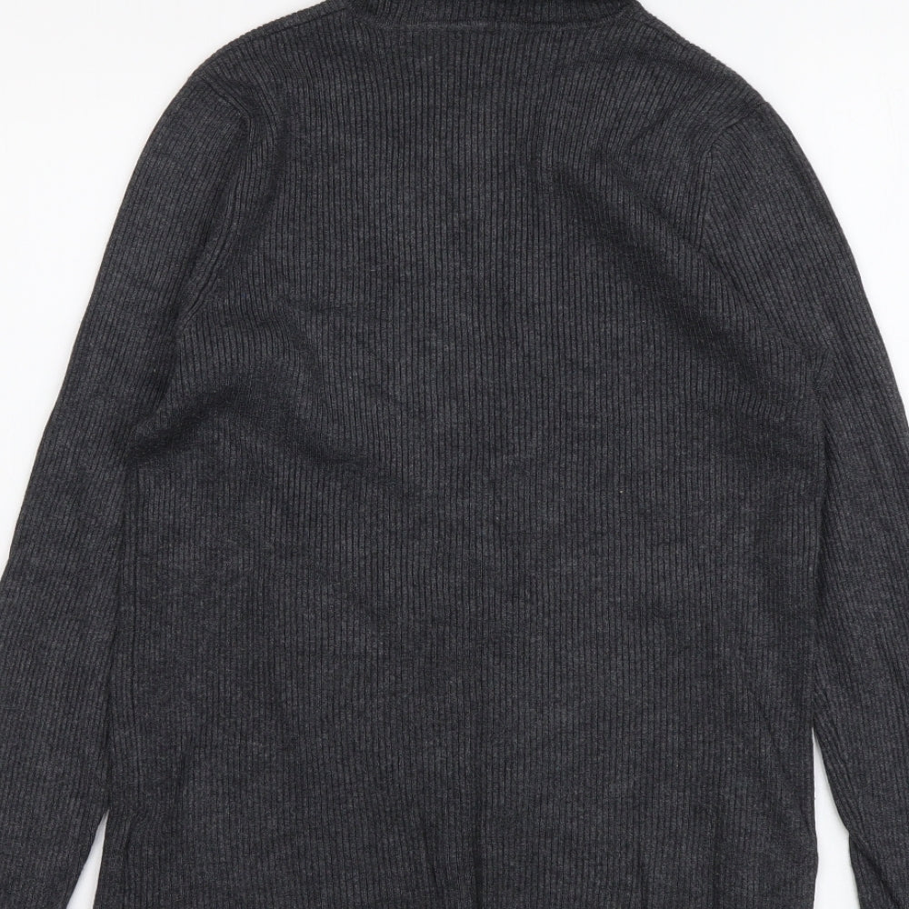 Marks and Spencer Womens Grey Roll Neck Viscose Pullover Jumper Size 14 - Ribbed