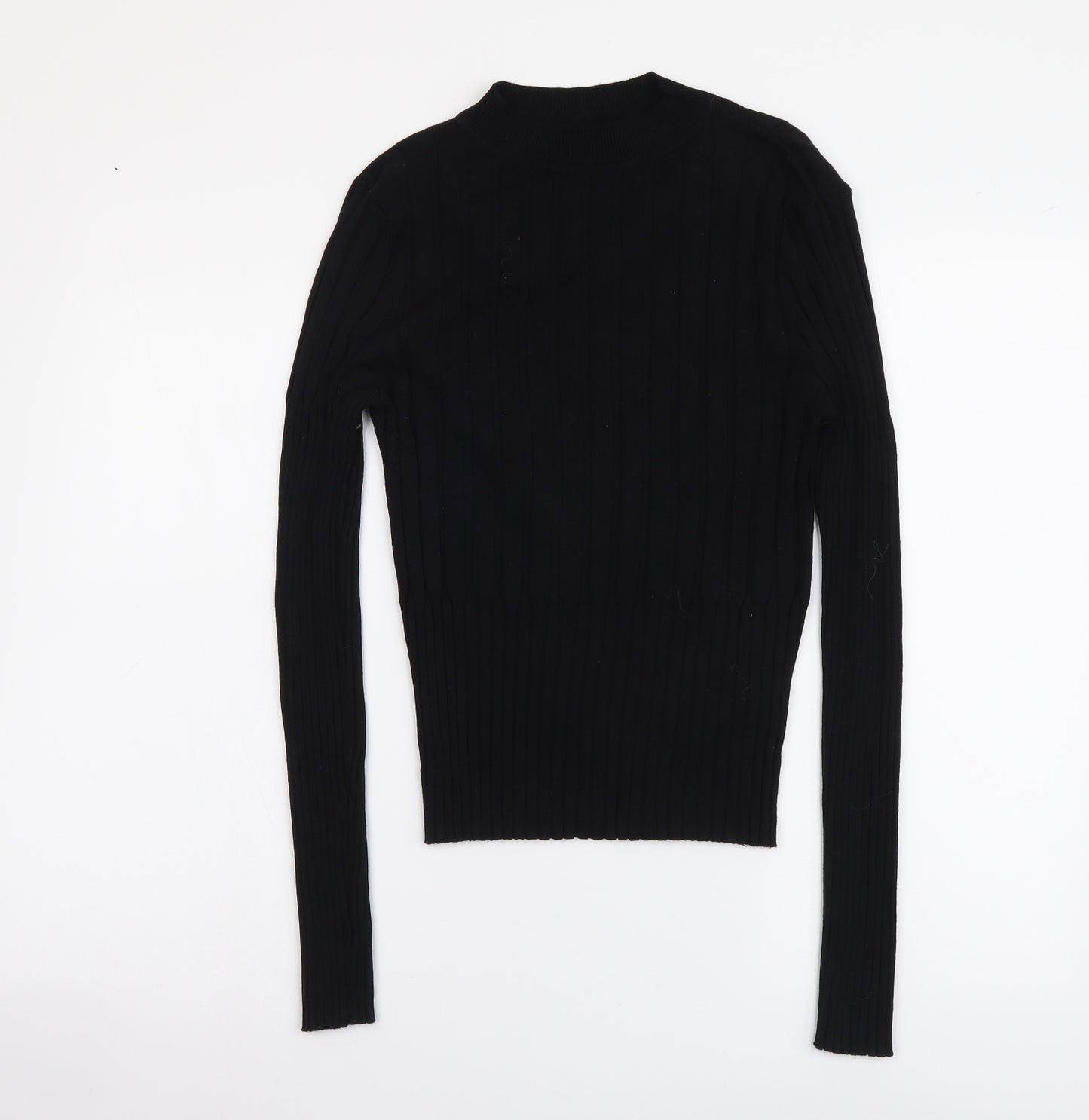 Brave Soul Womens Black Mock Neck Viscose Henley Jumper Size L