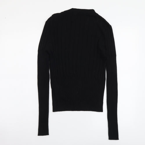 Brave Soul Womens Black Mock Neck Viscose Henley Jumper Size L