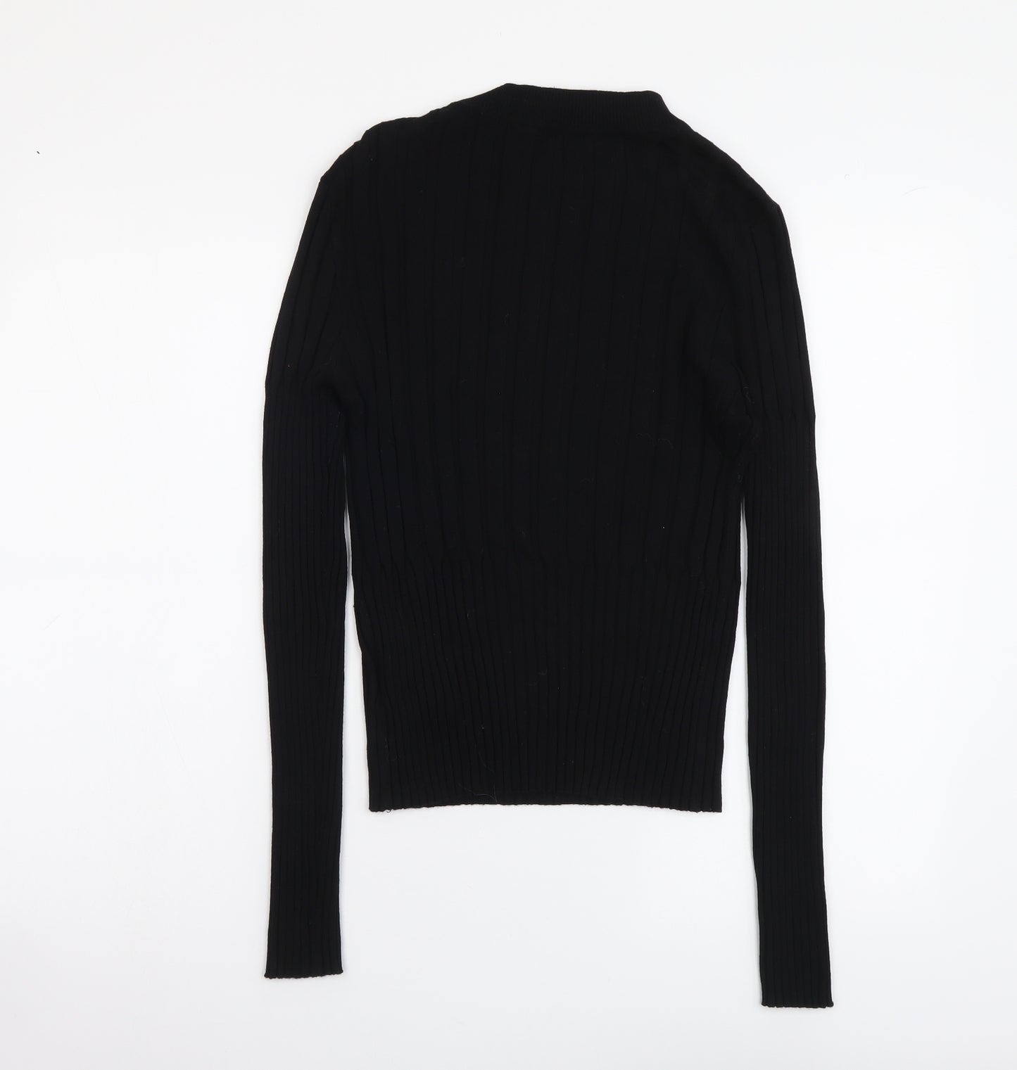 Brave Soul Womens Black Mock Neck Viscose Henley Jumper Size L