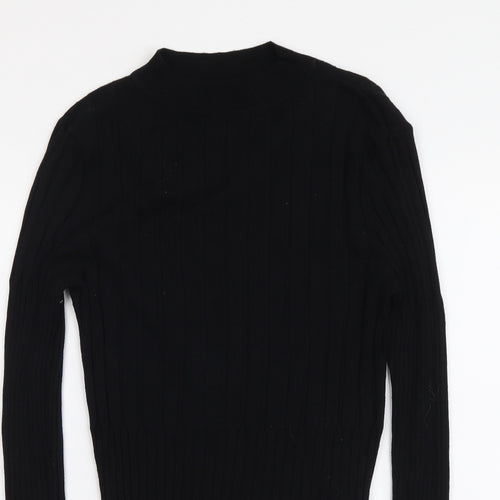 Brave Soul Womens Black Mock Neck Viscose Henley Jumper Size L