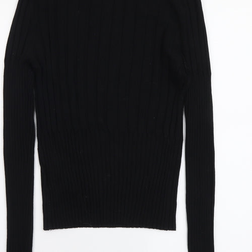 Brave Soul Womens Black Mock Neck Viscose Henley Jumper Size L