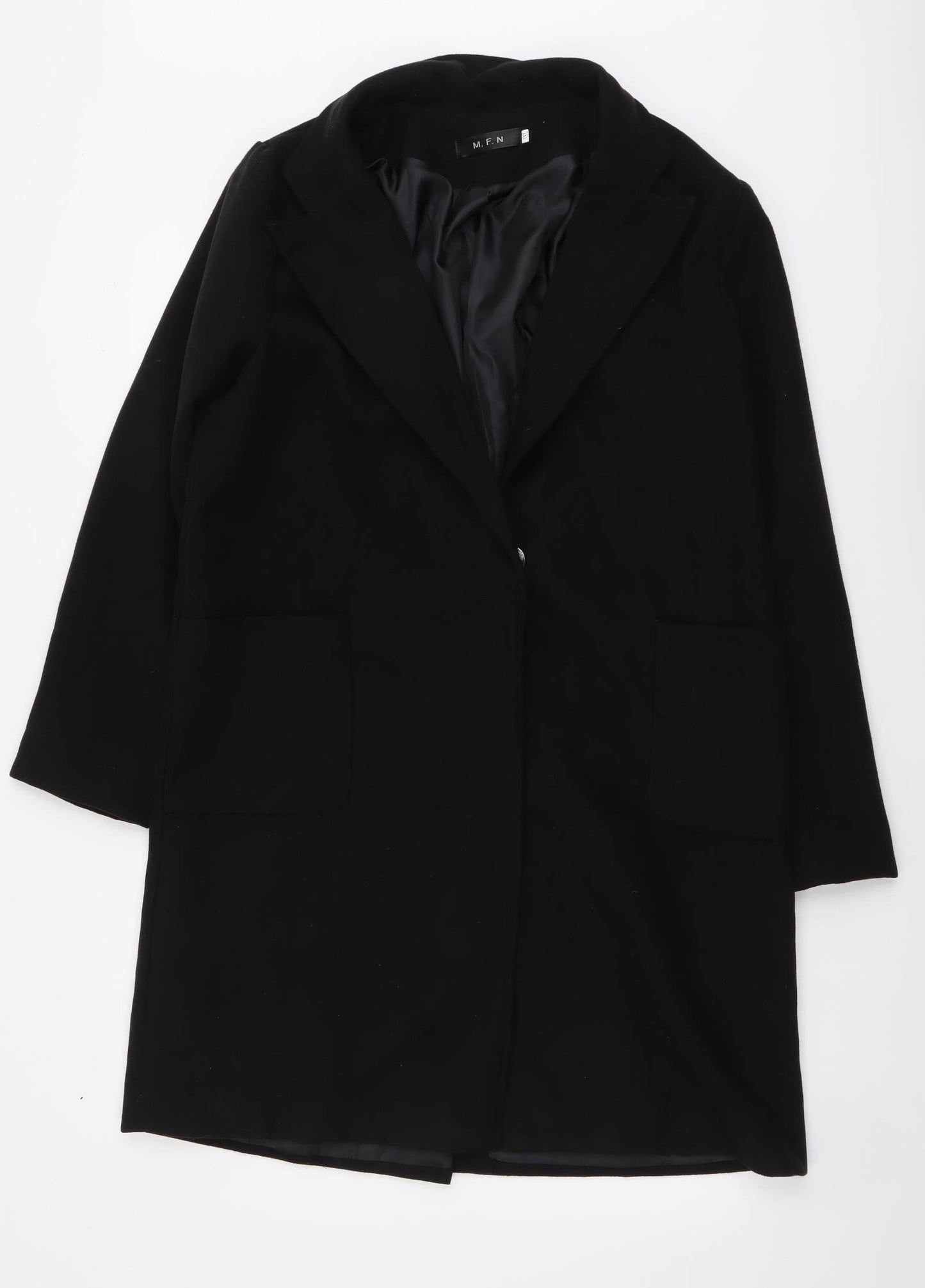 M.F.N Womens Black Overcoat Coat Size 2XL Button