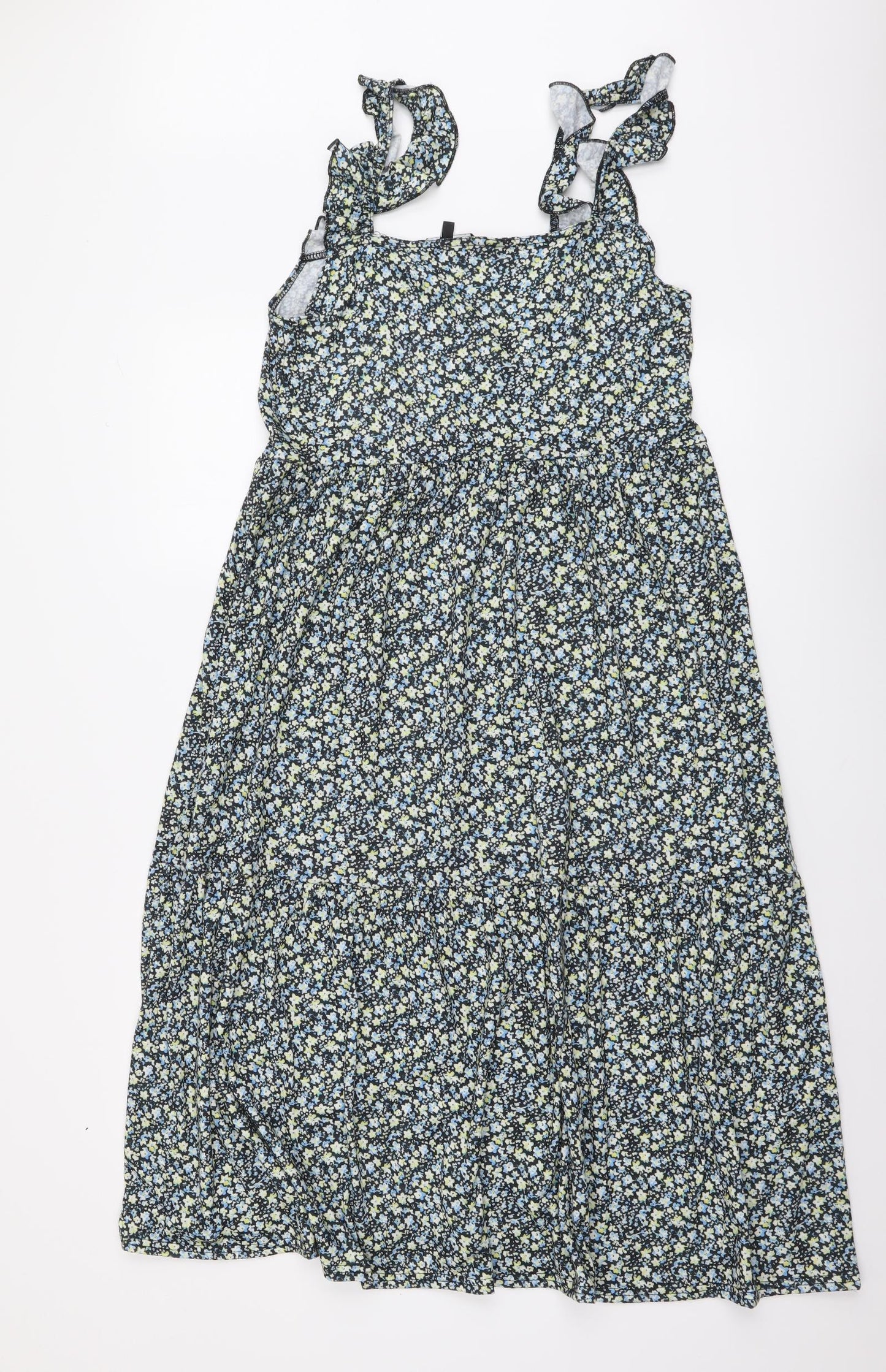 Peacock Ways Womens Multicoloured Floral Polyester A-Line Size 14 Square Neck Pullover