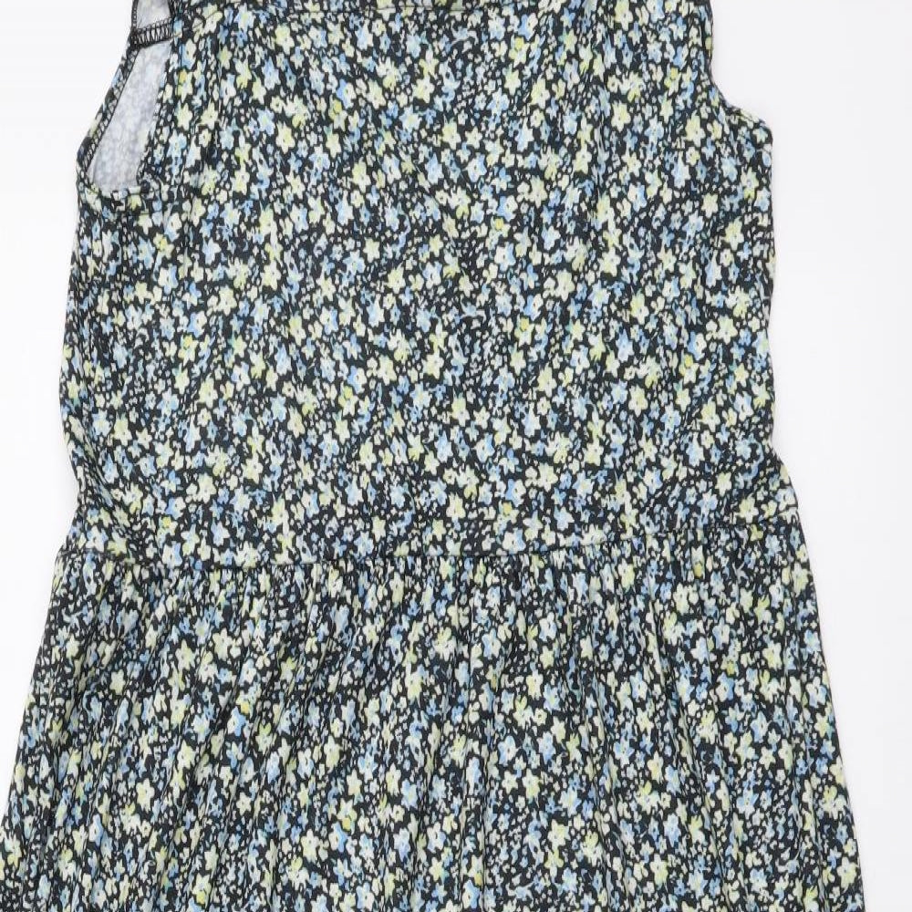 Peacock Ways Womens Multicoloured Floral Polyester A-Line Size 14 Square Neck Pullover