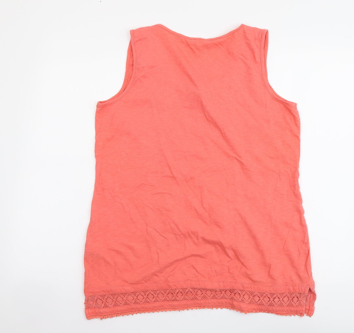 NEXT Womens Orange Cotton Basic Tank Size 14 Round Neck