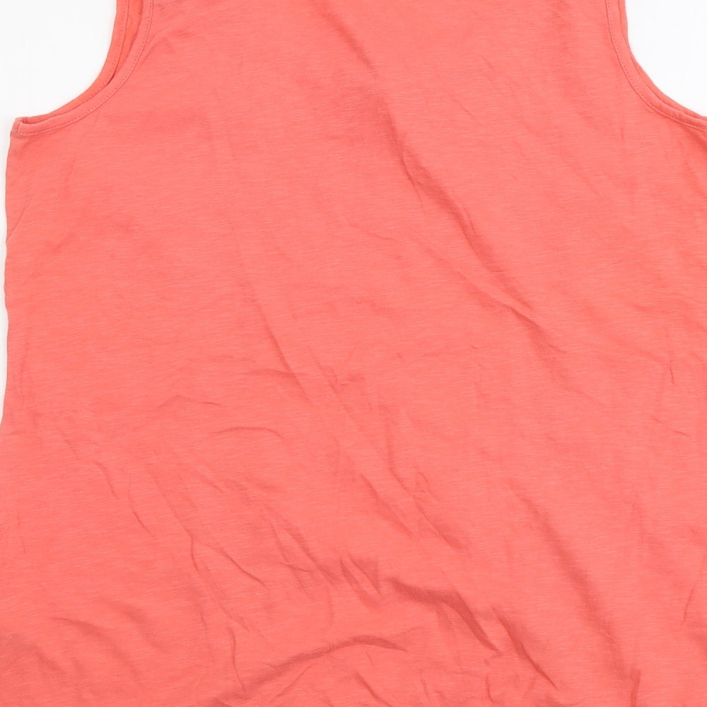 NEXT Womens Orange Cotton Basic Tank Size 14 Round Neck