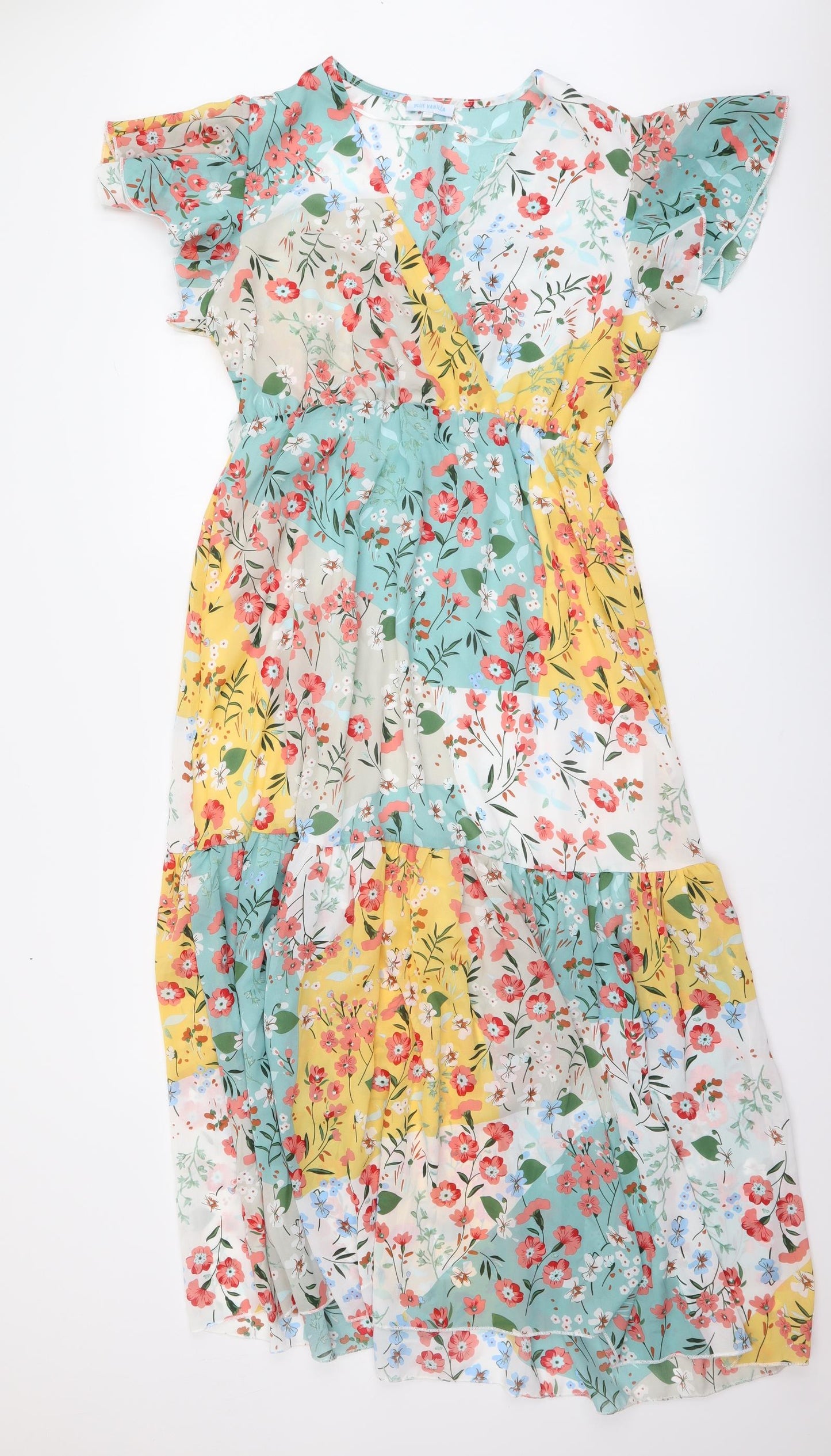 Blue Vanilla Womens Multicoloured Floral Polyester Maxi Size 14 V-Neck Pullover