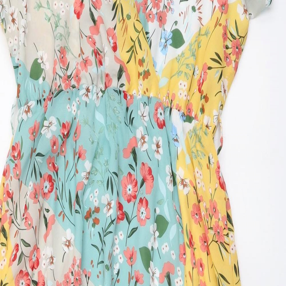 Blue Vanilla Womens Multicoloured Floral Polyester Maxi Size 14 V-Neck Pullover