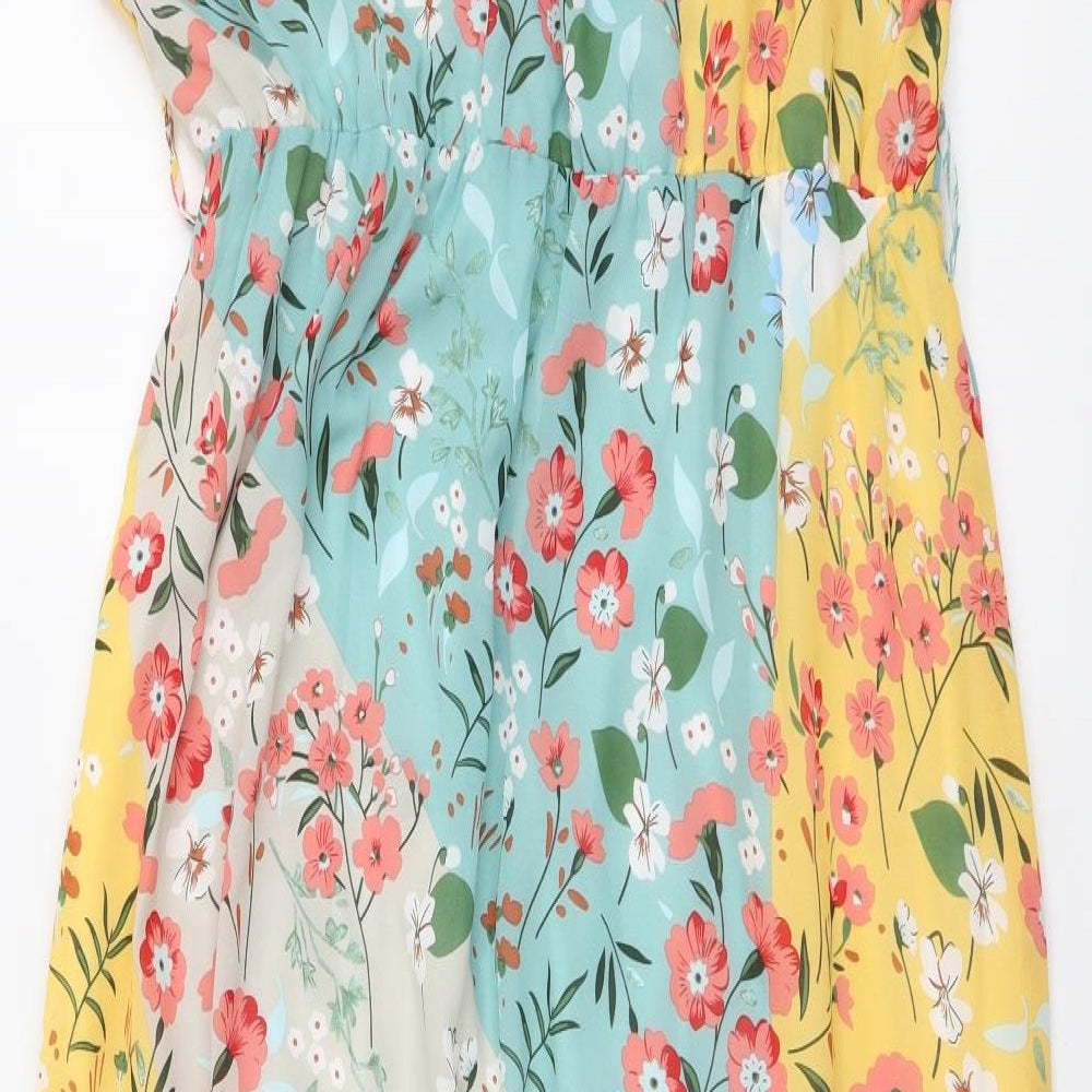 Blue Vanilla Womens Multicoloured Floral Polyester Maxi Size 14 V-Neck Pullover
