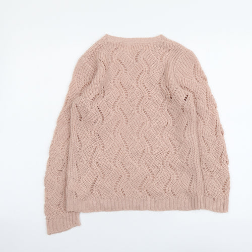 Young Dimension Girls Pink Round Neck Acrylic Pullover Jumper Size 10-11 Years Pullover