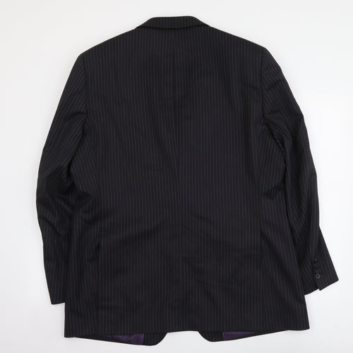 Lee Greenwood Mens Black Striped Wool Jacket Suit Jacket Size L