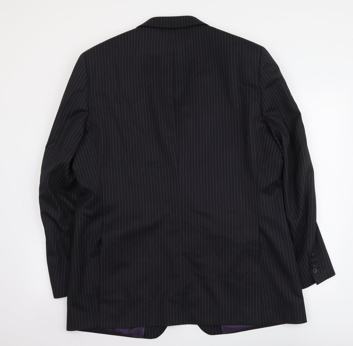 Lee Greenwood Mens Black Striped Wool Jacket Suit Jacket Size L