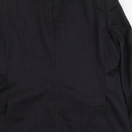 Lee Greenwood Mens Black Striped Wool Jacket Suit Jacket Size L