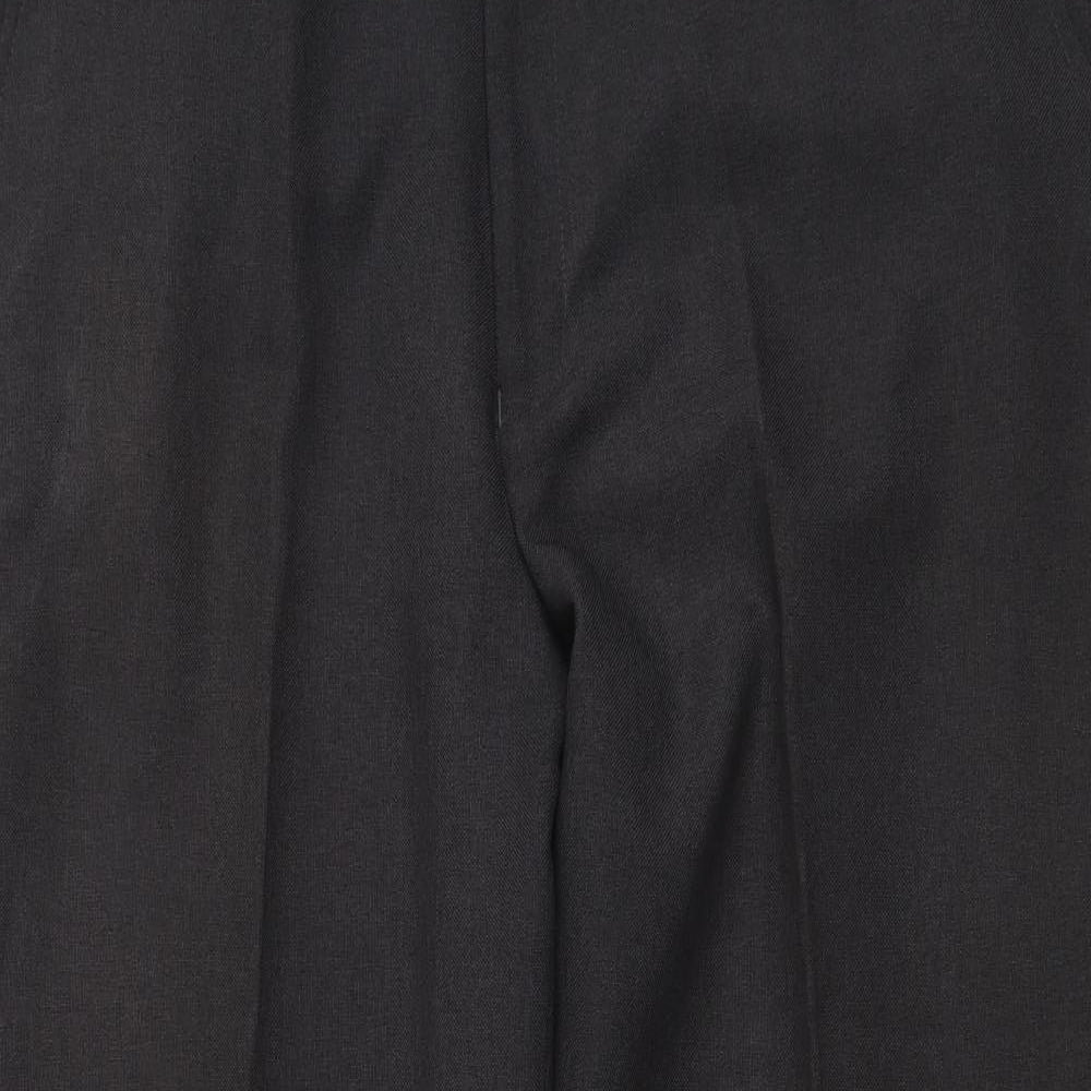 Lincoln Mens Grey Polyester Trousers Size 38 in L29 in Regular Button