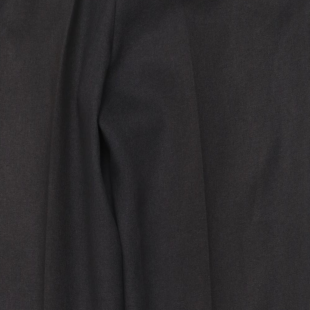 Lincoln Mens Grey Polyester Trousers Size 38 in L29 in Regular Button