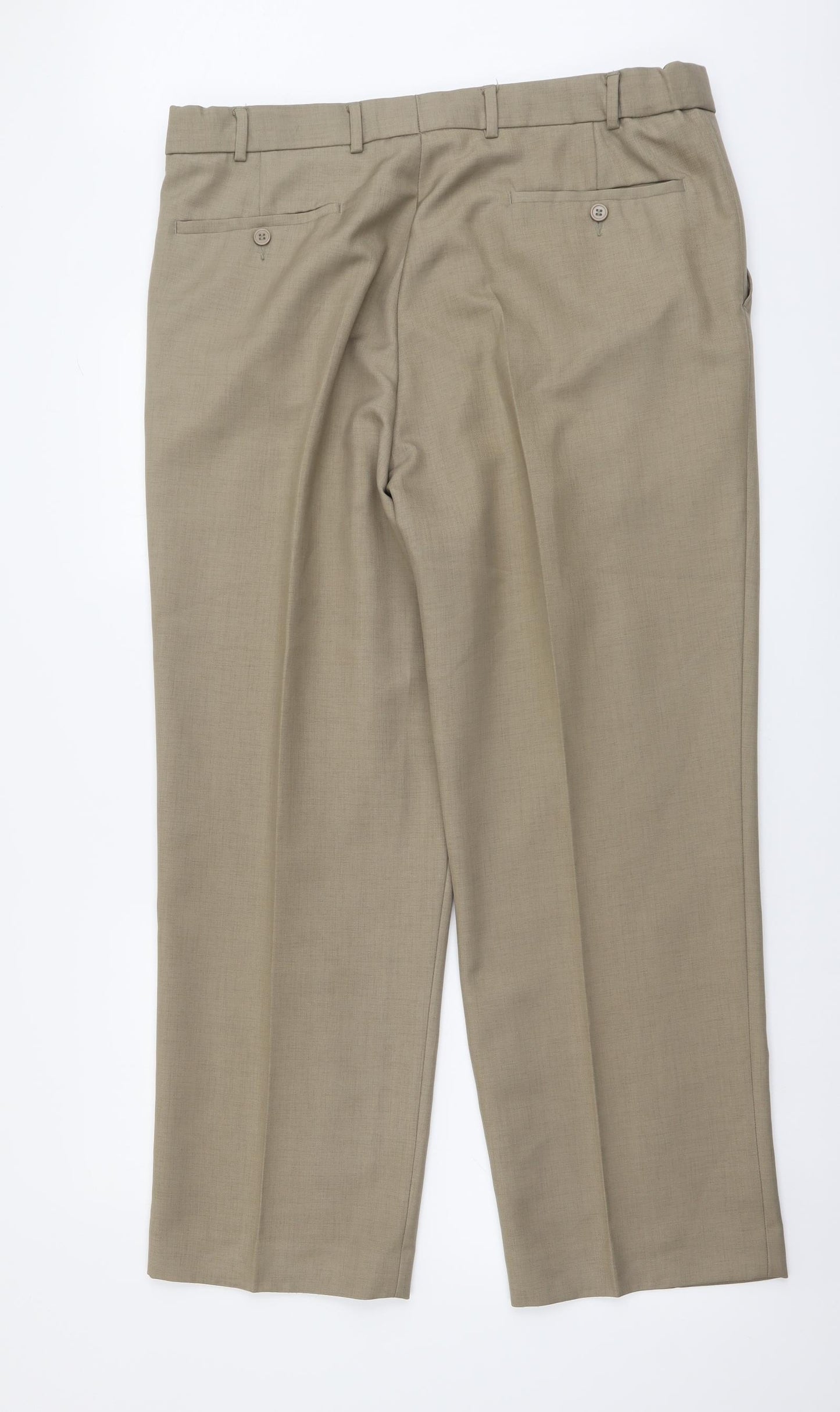 Taylor & Wright Mens Beige Polyester Trousers Size 38 in L29 in Regular Button