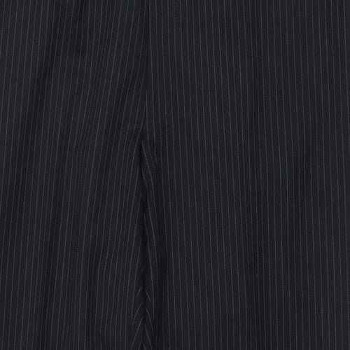Lee Greenwood Mens Black Striped Wool Trousers Size 38 in L29 in Regular Button